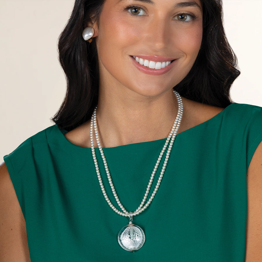 Murano Glass Double Strand Pearl & Pendant Necklace (Preorder)