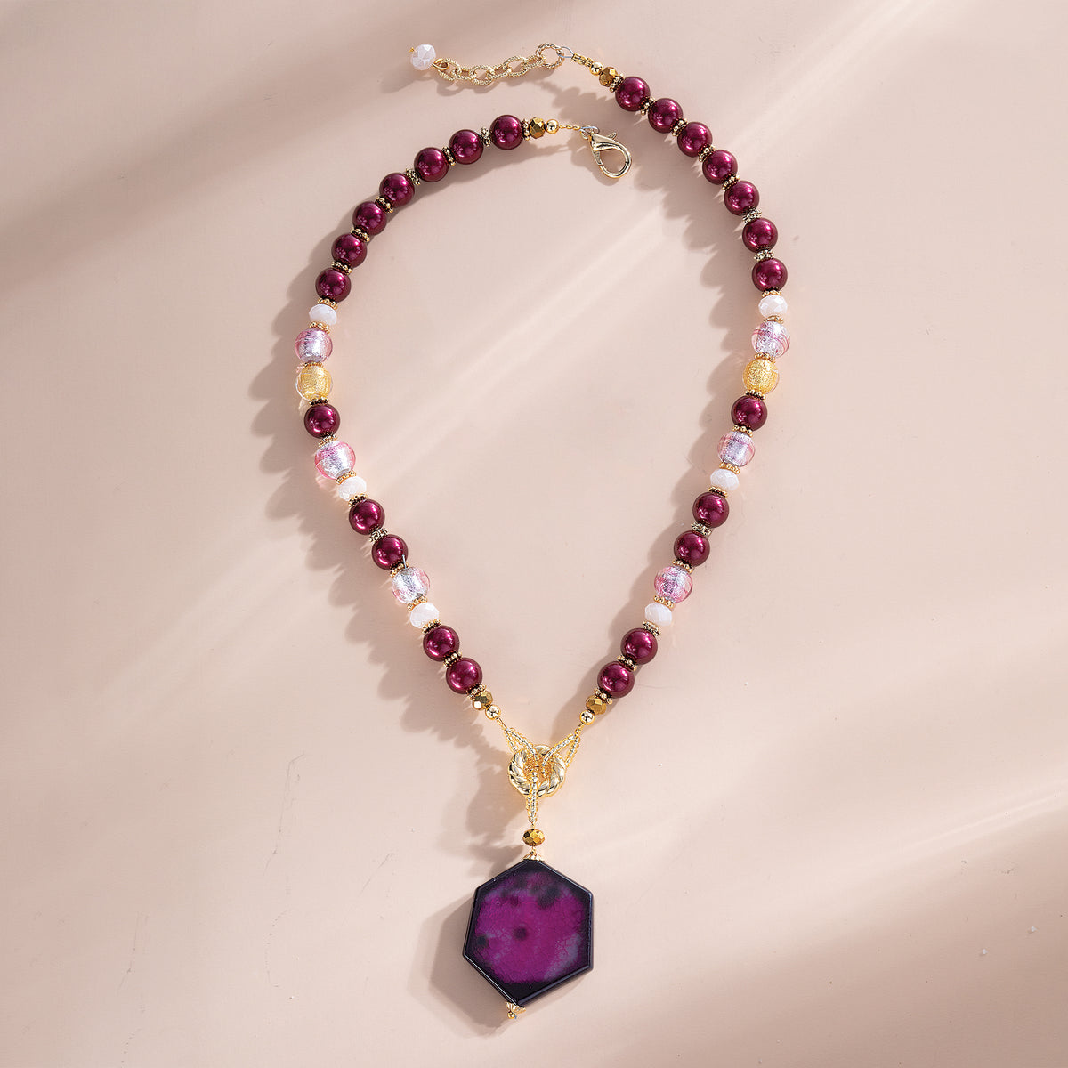 Murano Glass & Opulent Agate Pendant Necklace (Preorder)
