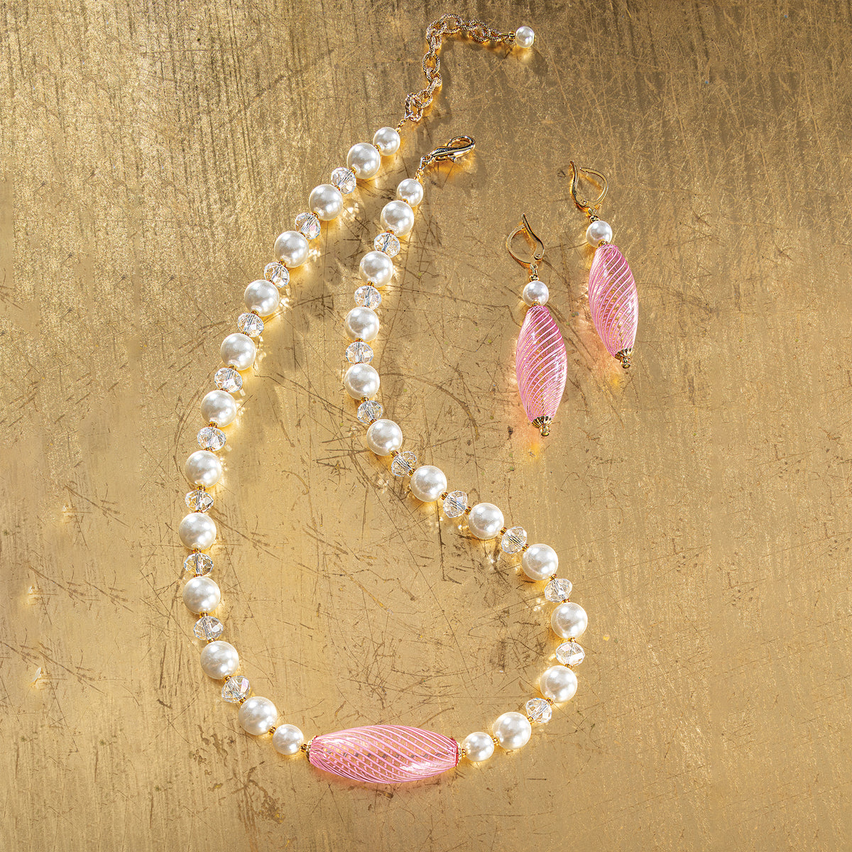 Murano Glass Peppermint Pearl Necklace (Preorder)