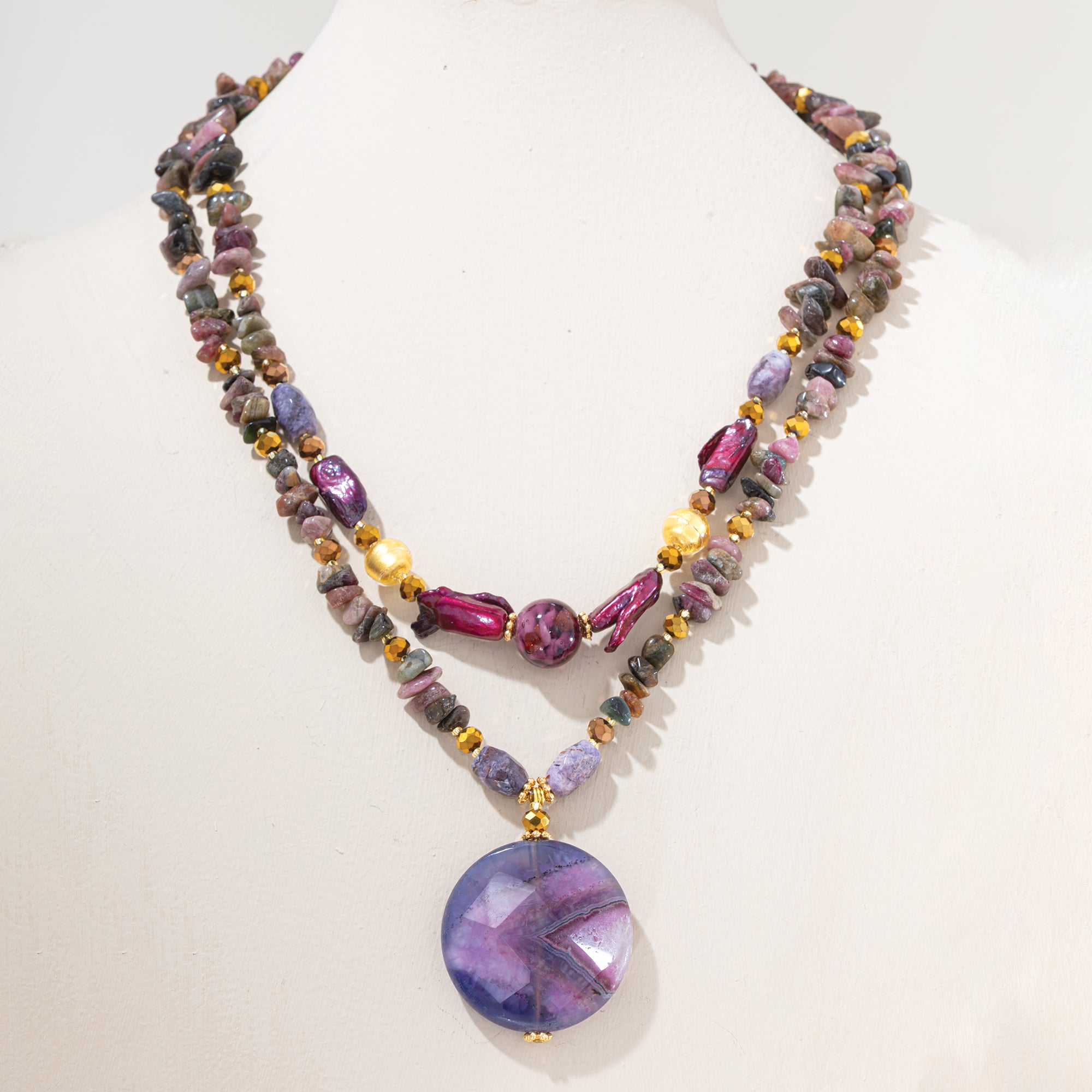 Murano Glass Perfect Plums Double Strand Necklace (Preorder)
