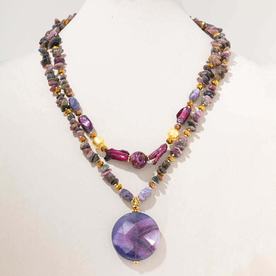 Murano Glass Perfect Plums Double Strand Necklace (Preorder)