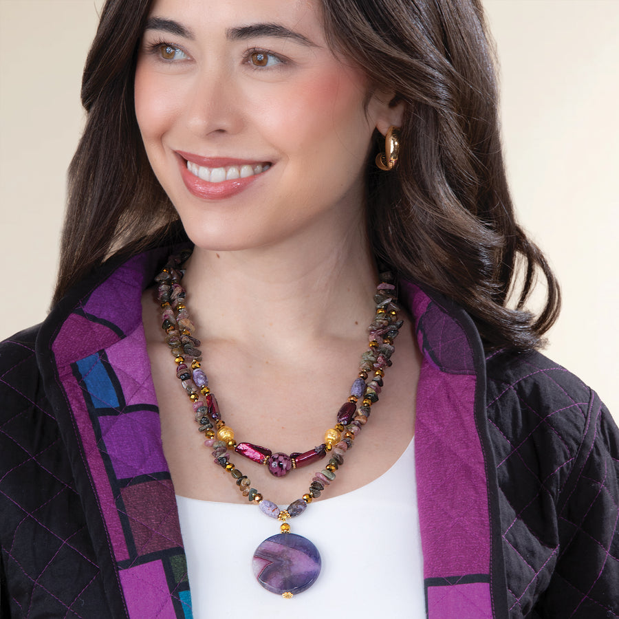 Murano Glass Perfect Plums Double Strand Necklace (Preorder)