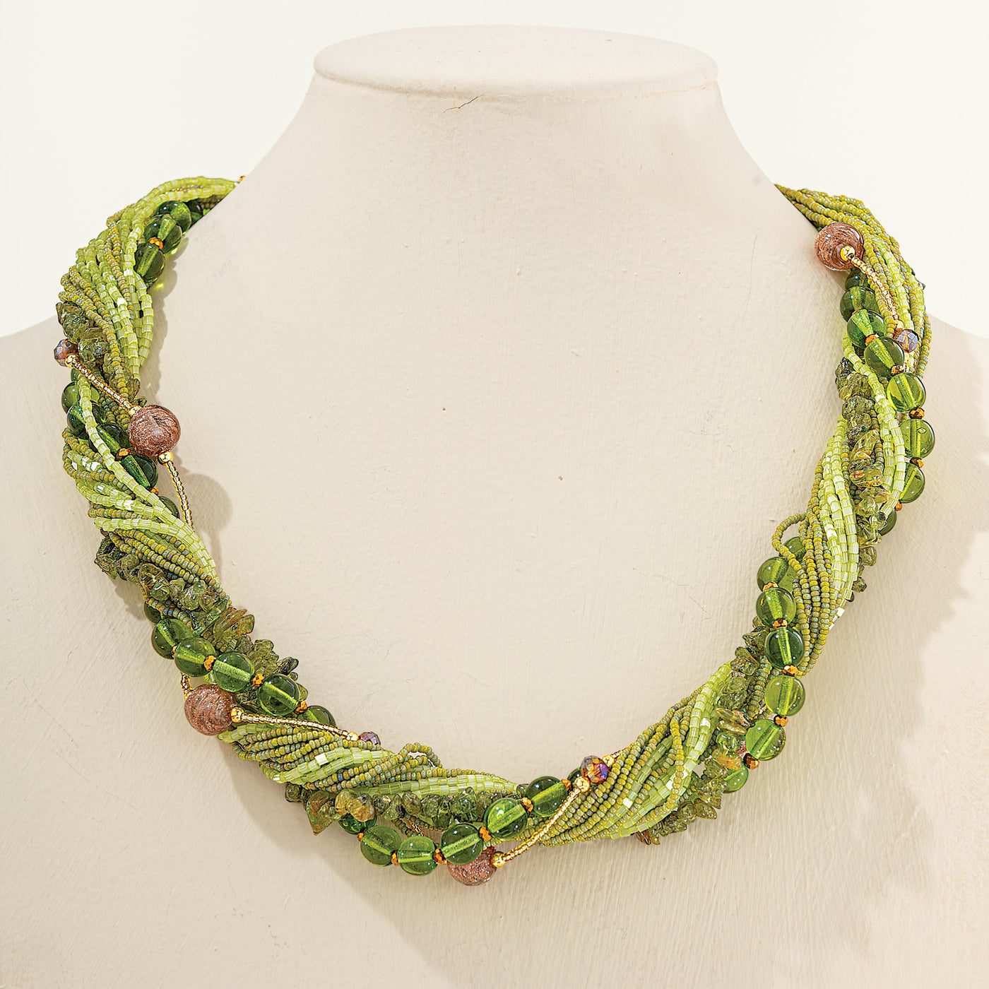 Murano Glass Gorgeous Greens Beaded Torsade