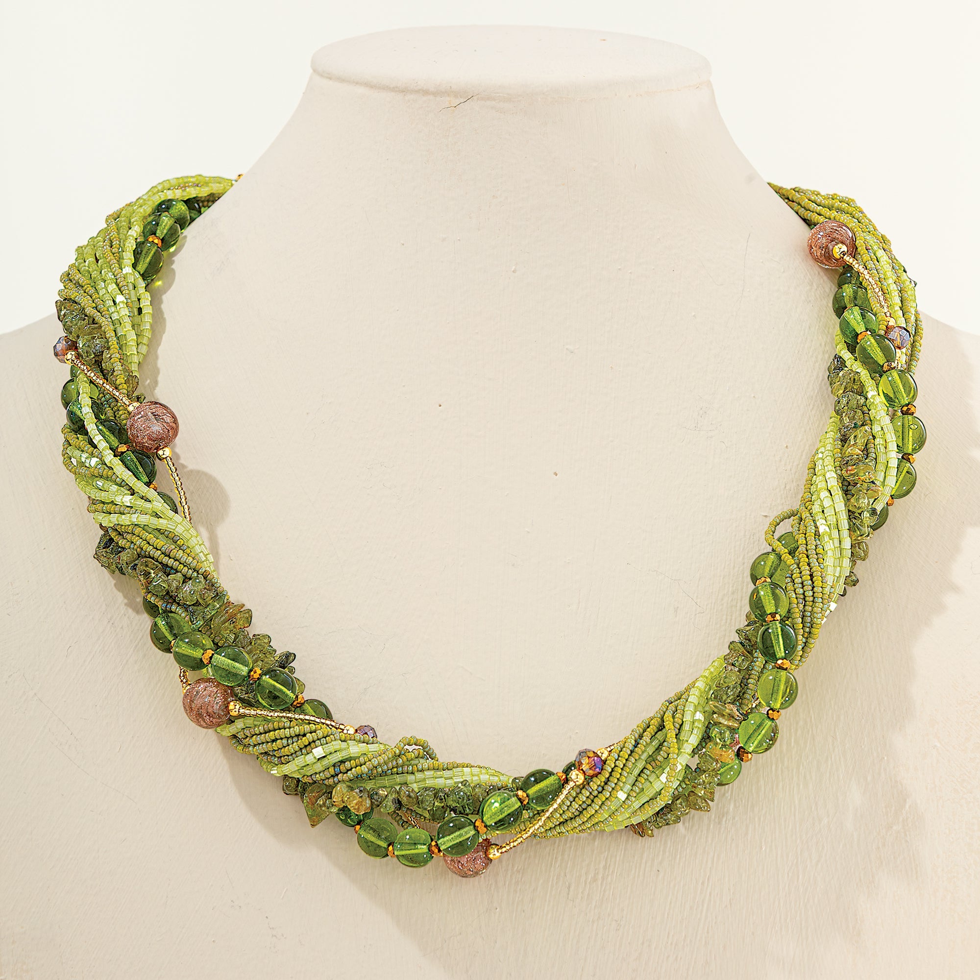 Murano Glass Gorgeous Greens Beaded Torsade