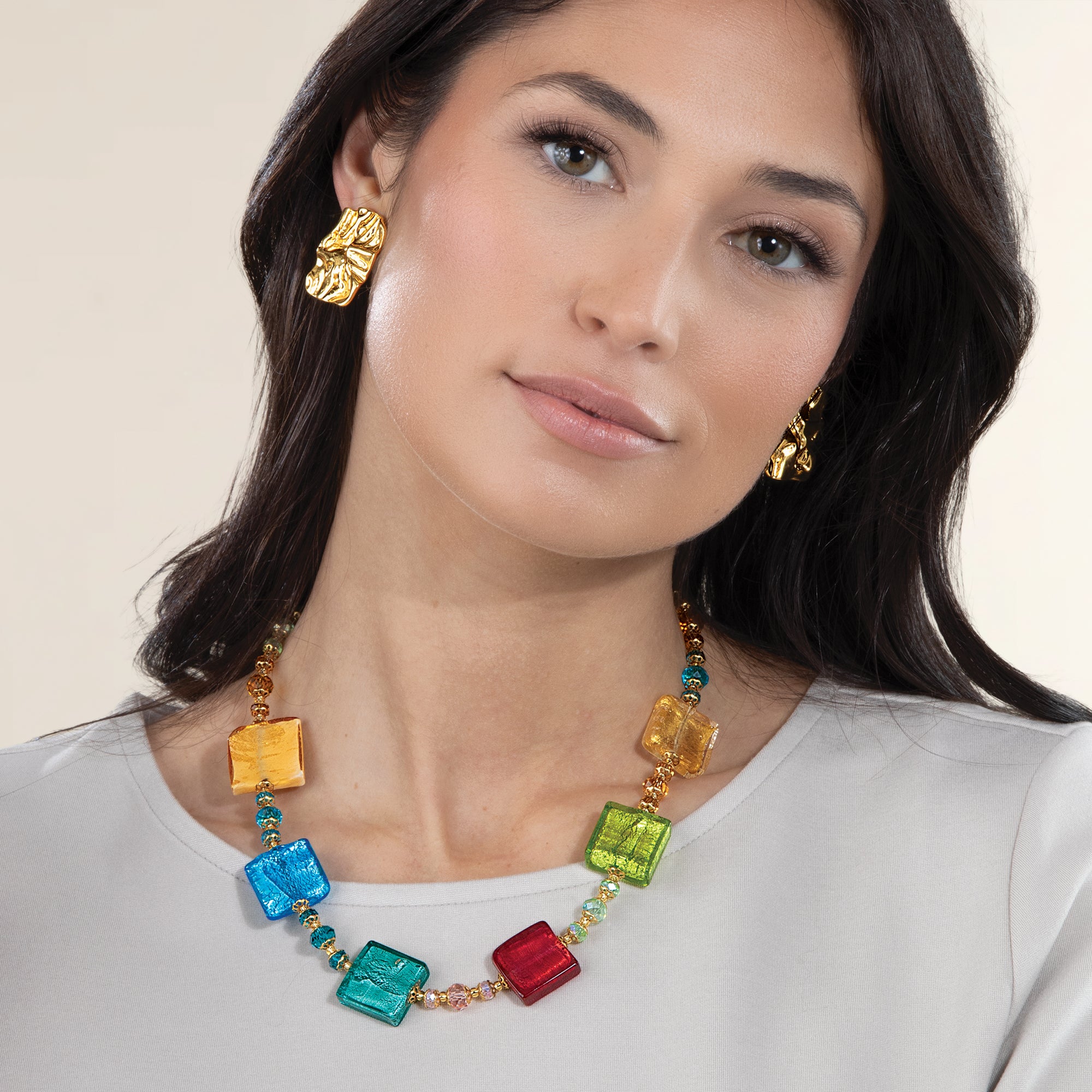 Murano Glass Riviera Squares Necklace