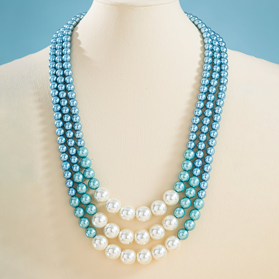 Murano Glass Clouds & Sky Triple-Strand Necklace