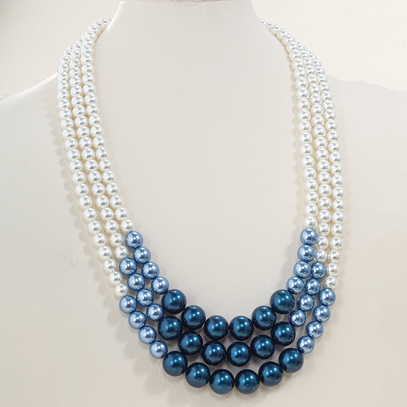 Murano Glass Into The Blue Triple Strand Necklace