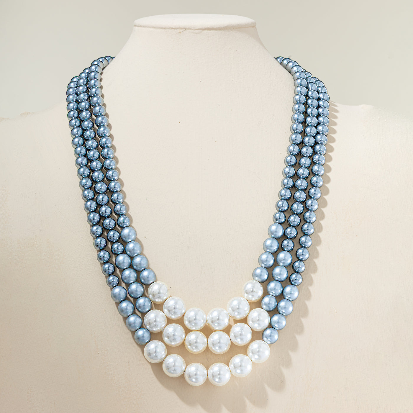 Murano Glass Moonlit Ombre Triple Strand Necklace (Preorder)