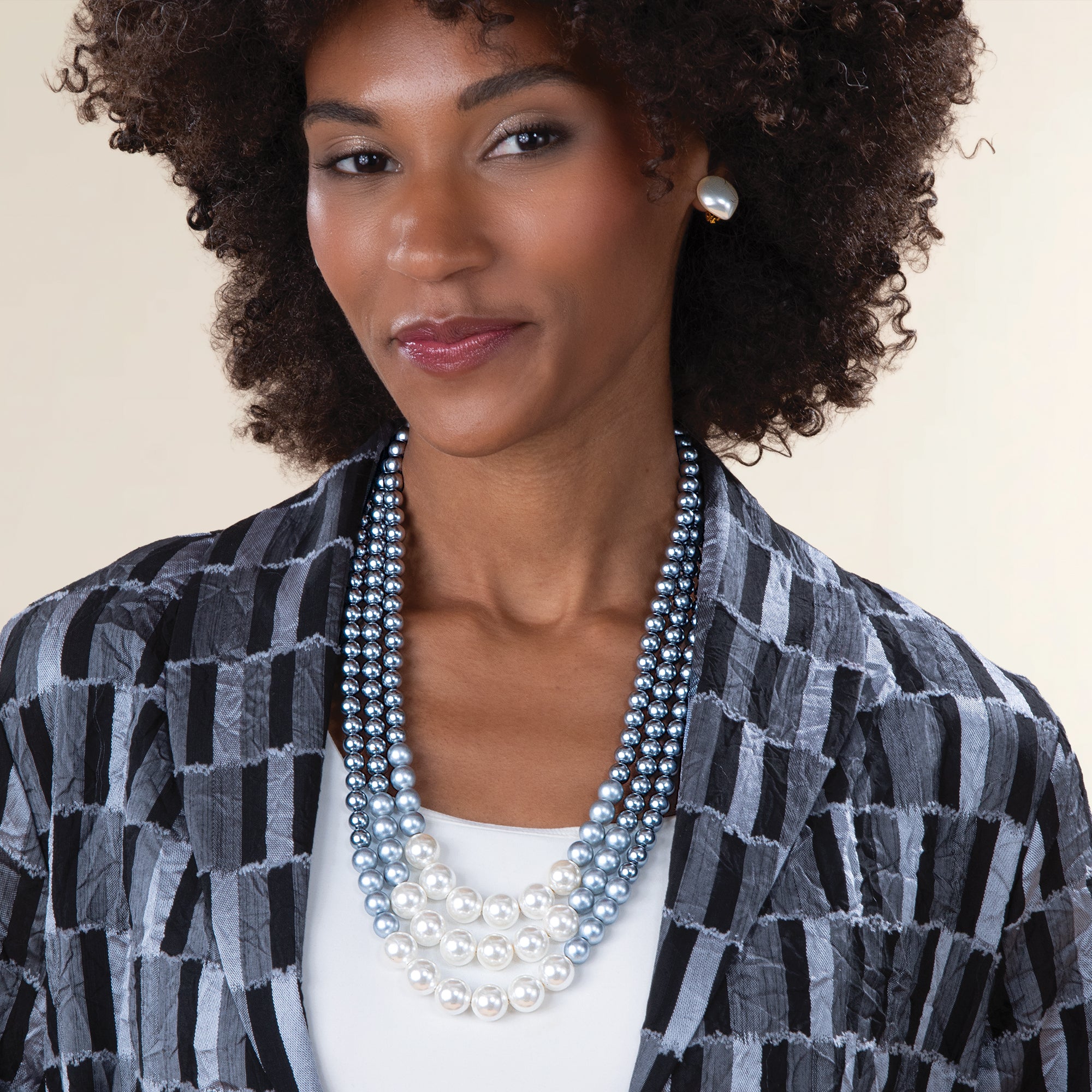 Murano Glass Moonlit Ombre Triple Strand Necklace (Preorder)