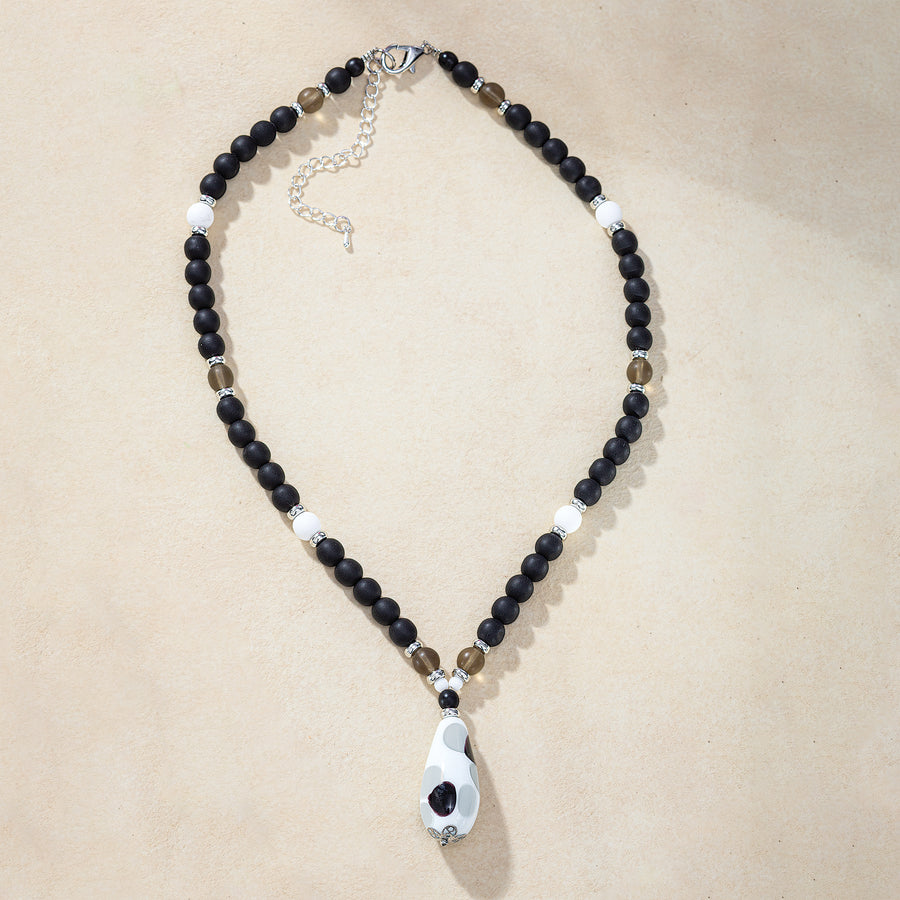 Murano Glass Dotted Teardrop Pendant Necklace
