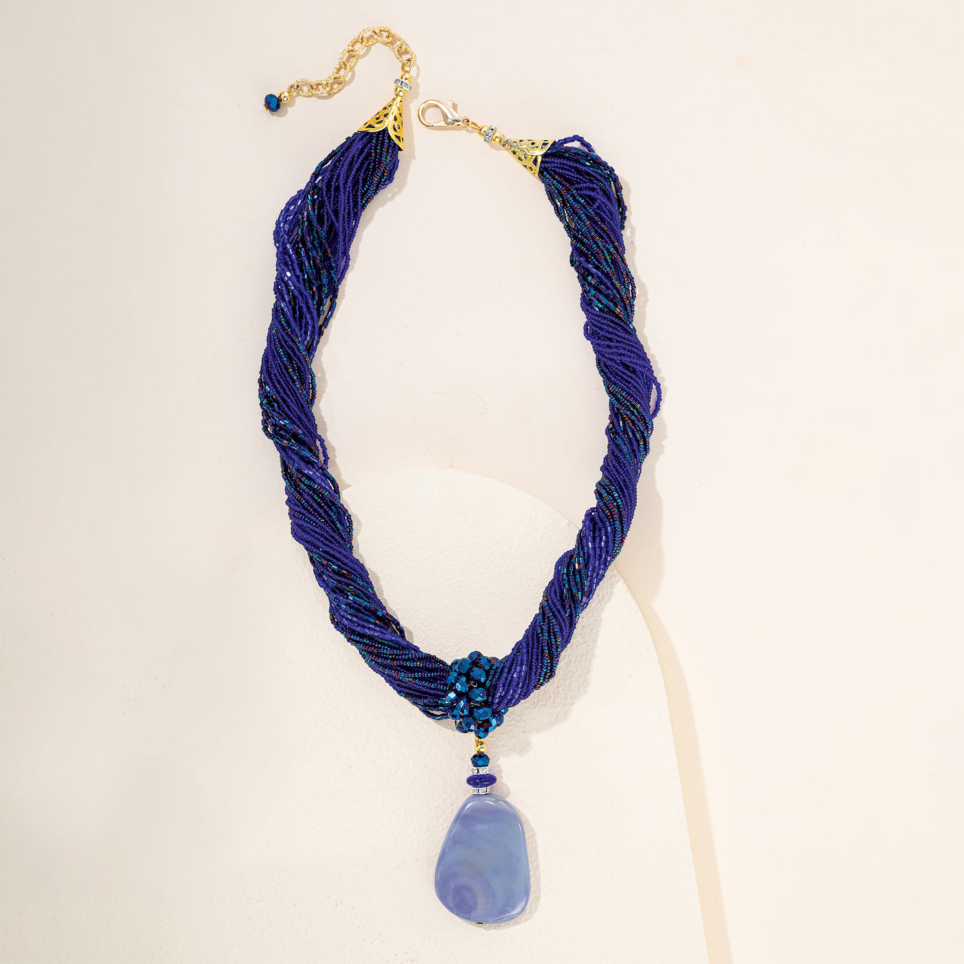 Stunning Hues Of Blue Murano Glass Pendant Torsade
