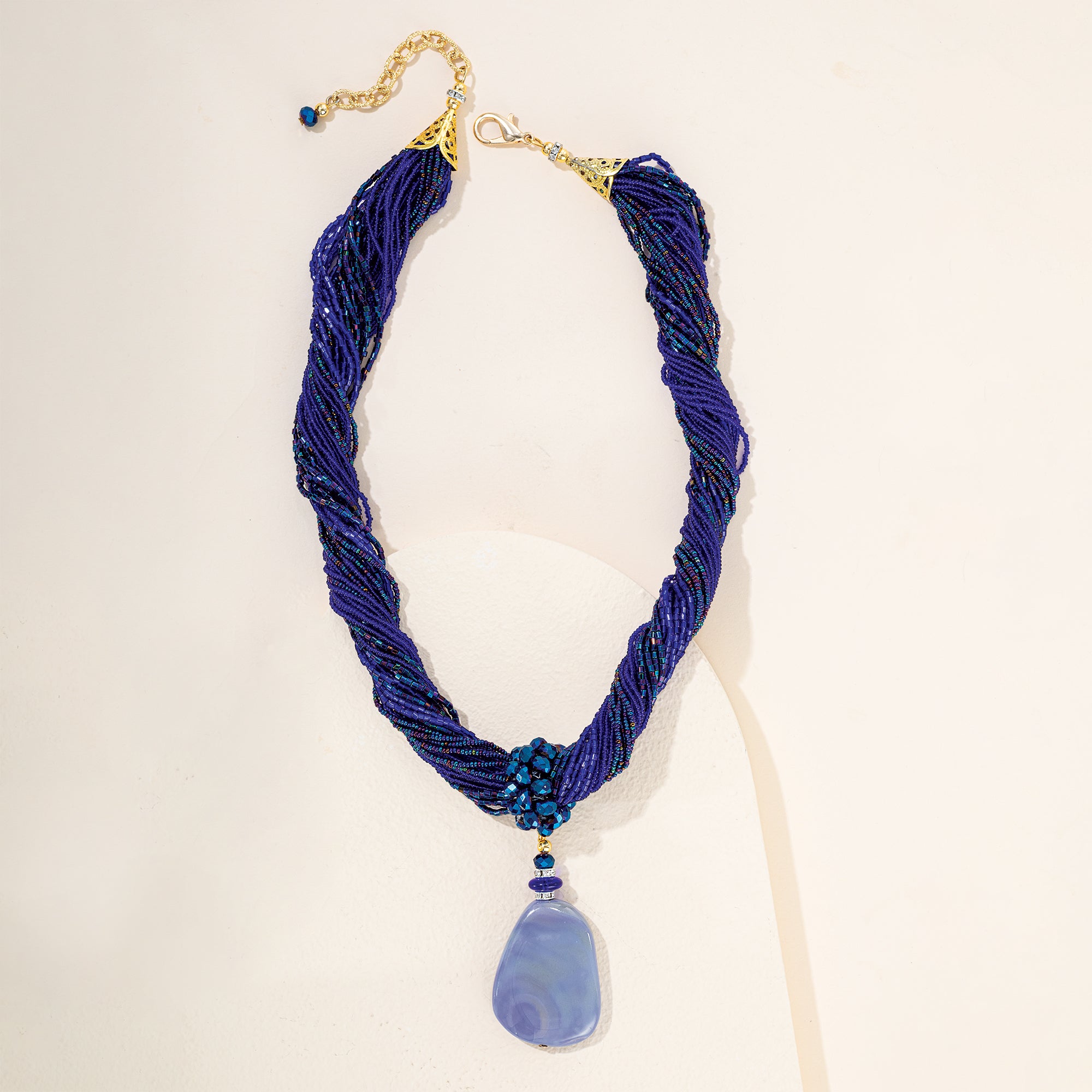 Stunning Hues Of Blue Murano Glass Pendant Torsade