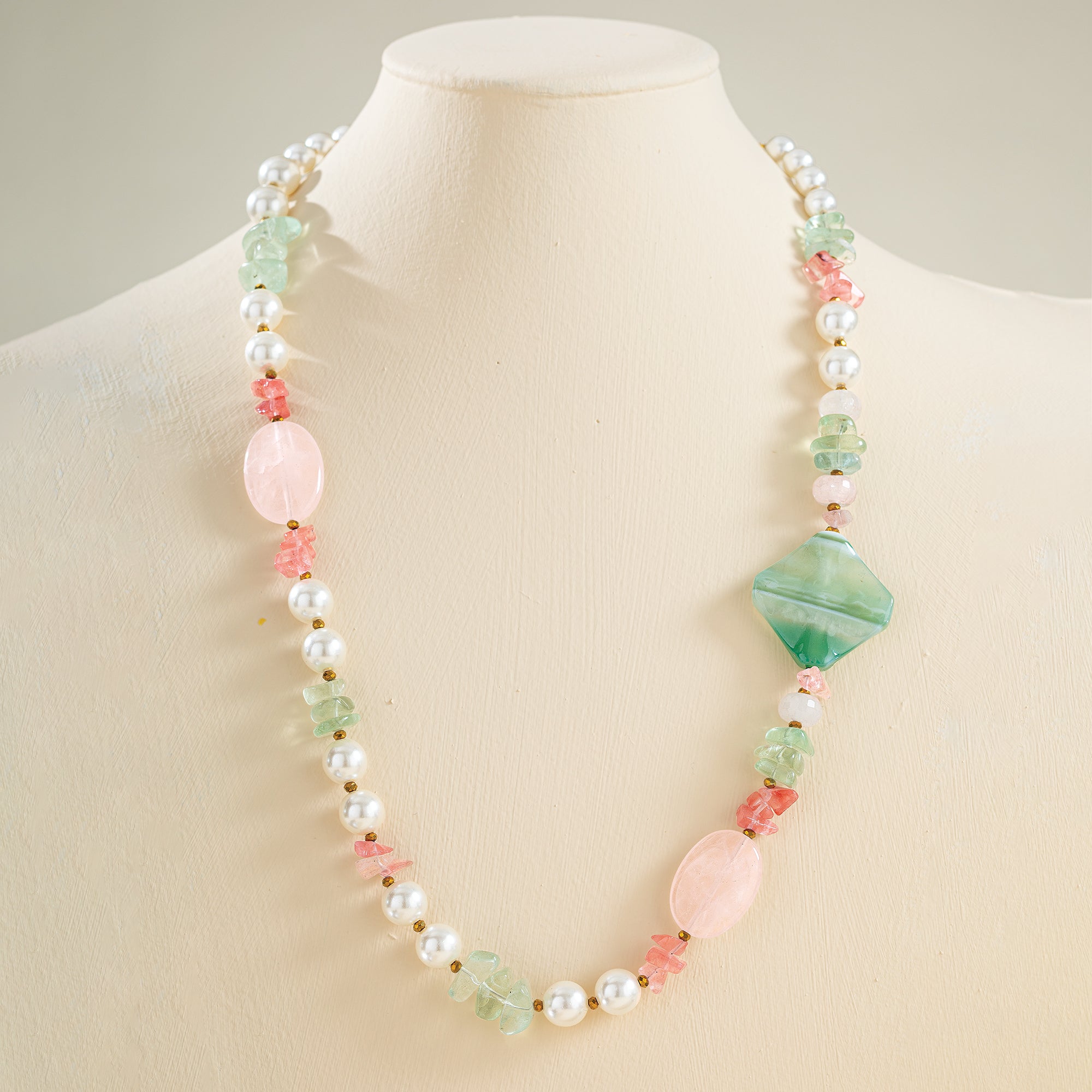 Murano Glass Gemstone & Freshwater Pearl Necklace