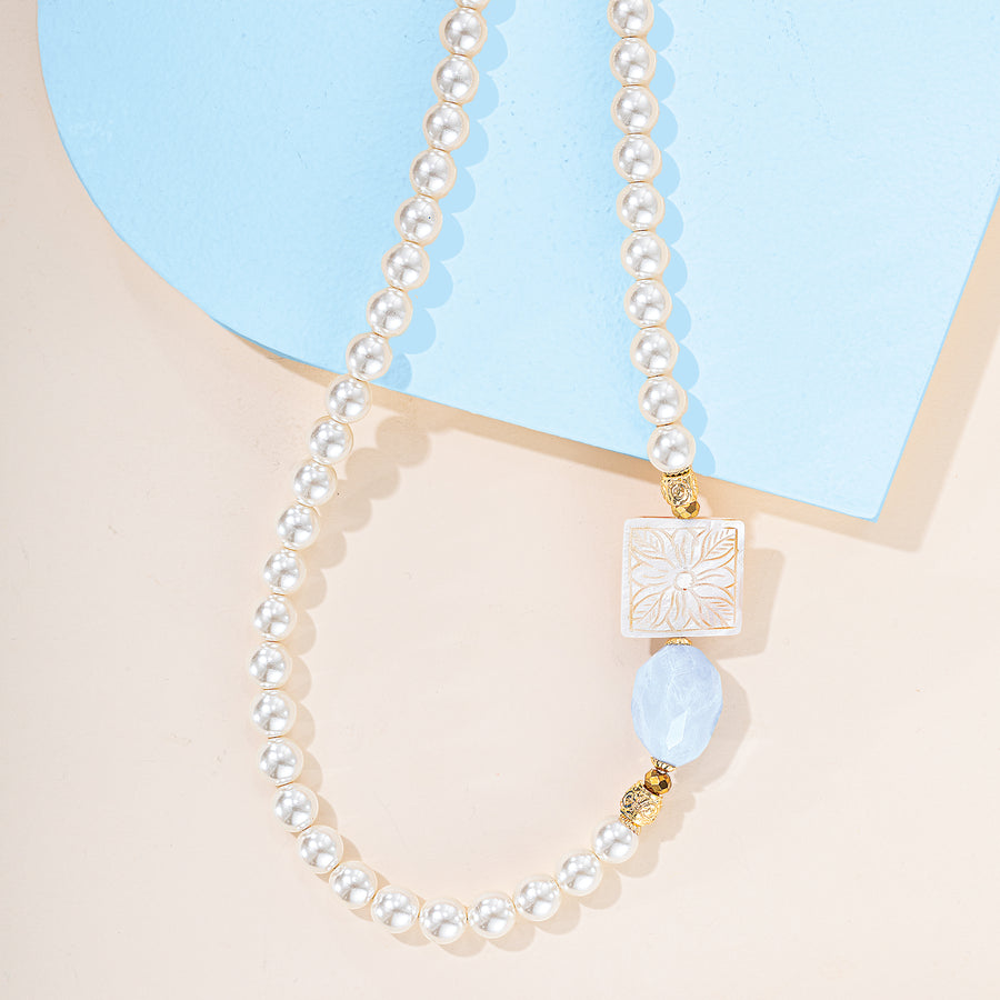 Murano Glass Touches Of Color Pearl Strand Necklace