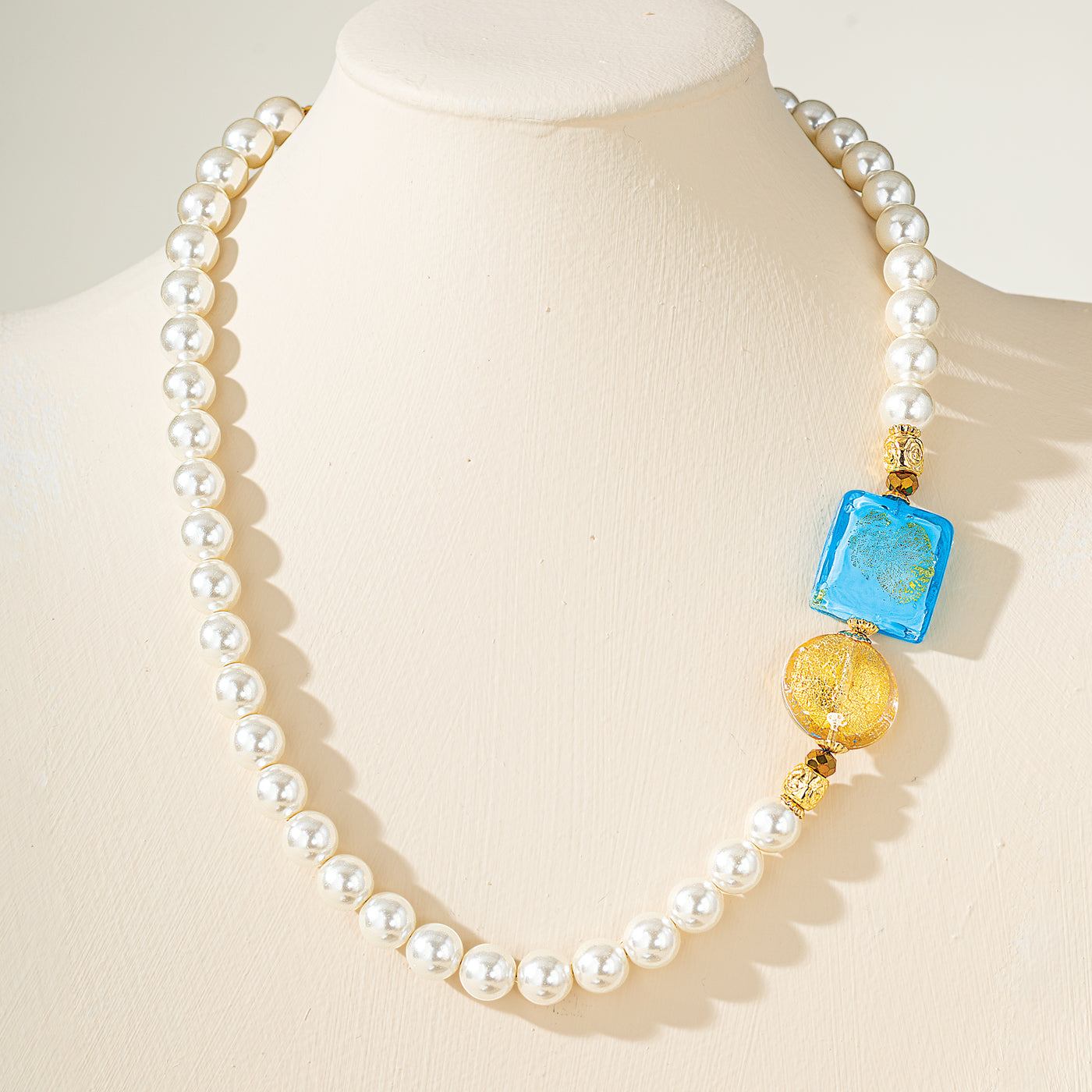 Murano Glass Pearl & Color Accent Necklace