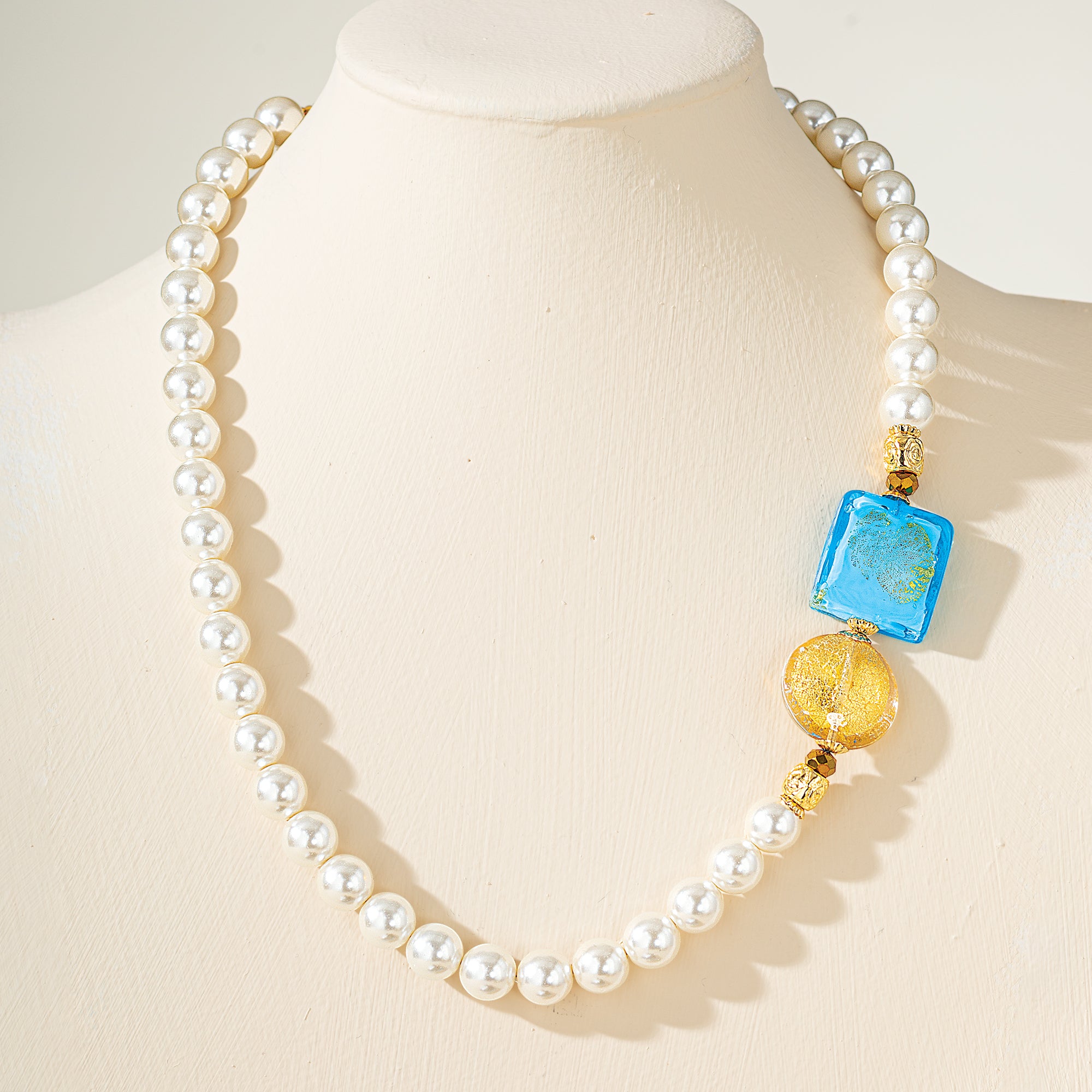 Murano Glass Pearl & Color Accent Necklace