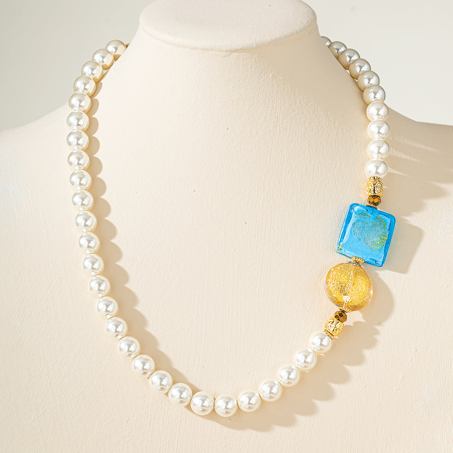 Murano Glass Pearl & Color Accent Necklace