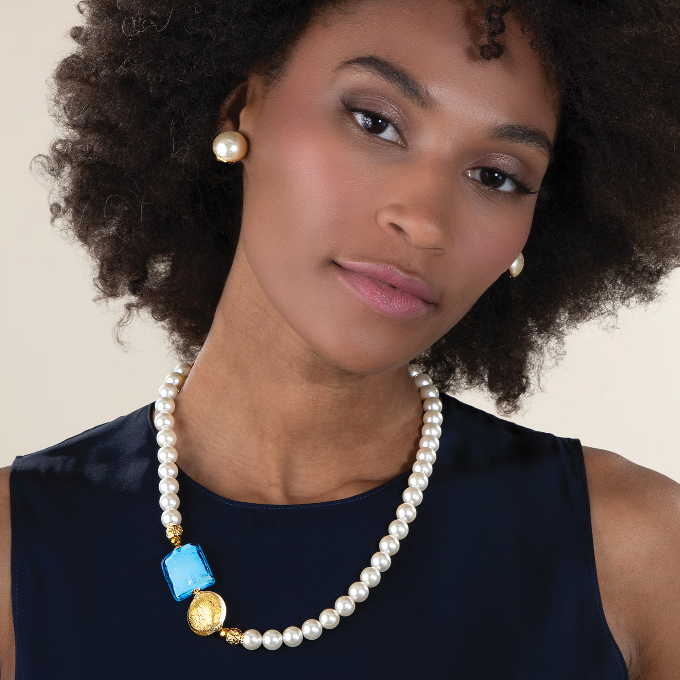 Murano Glass Pearl & Color Accent Necklace