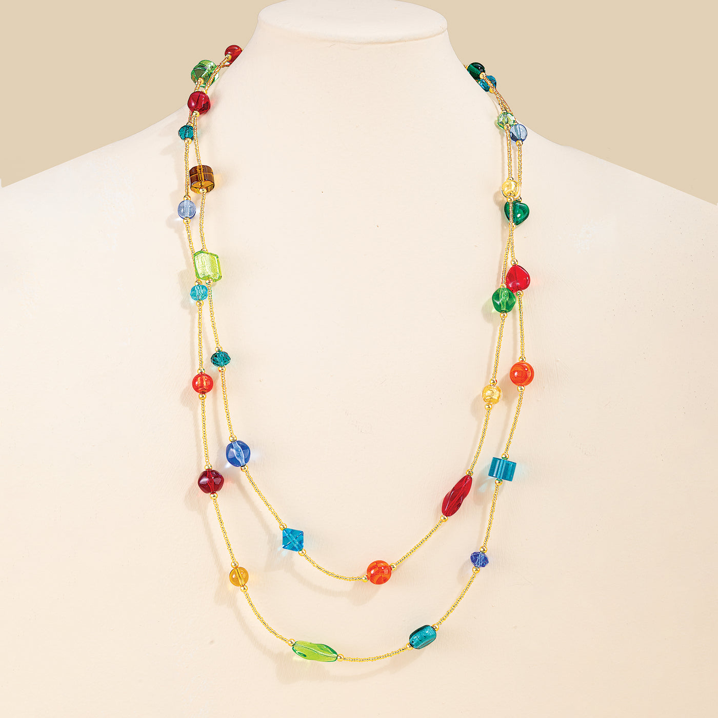 Murano Glass Wrapped In A Rainbow Necklace