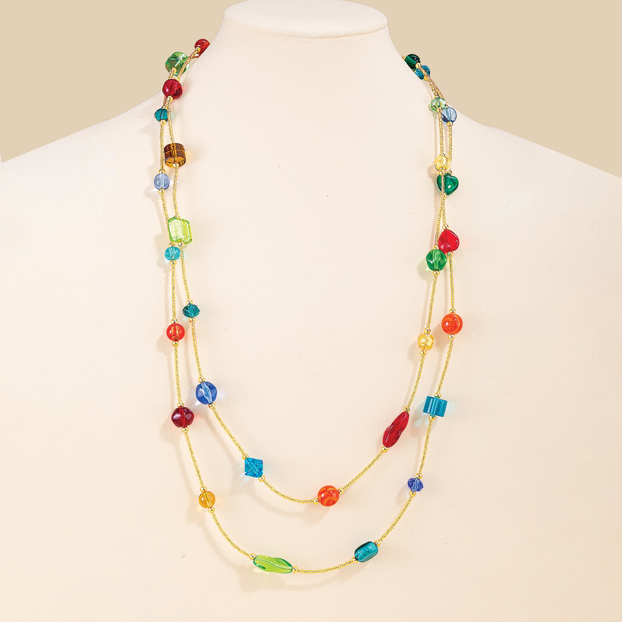 Murano Glass Wrapped In A Rainbow Necklace