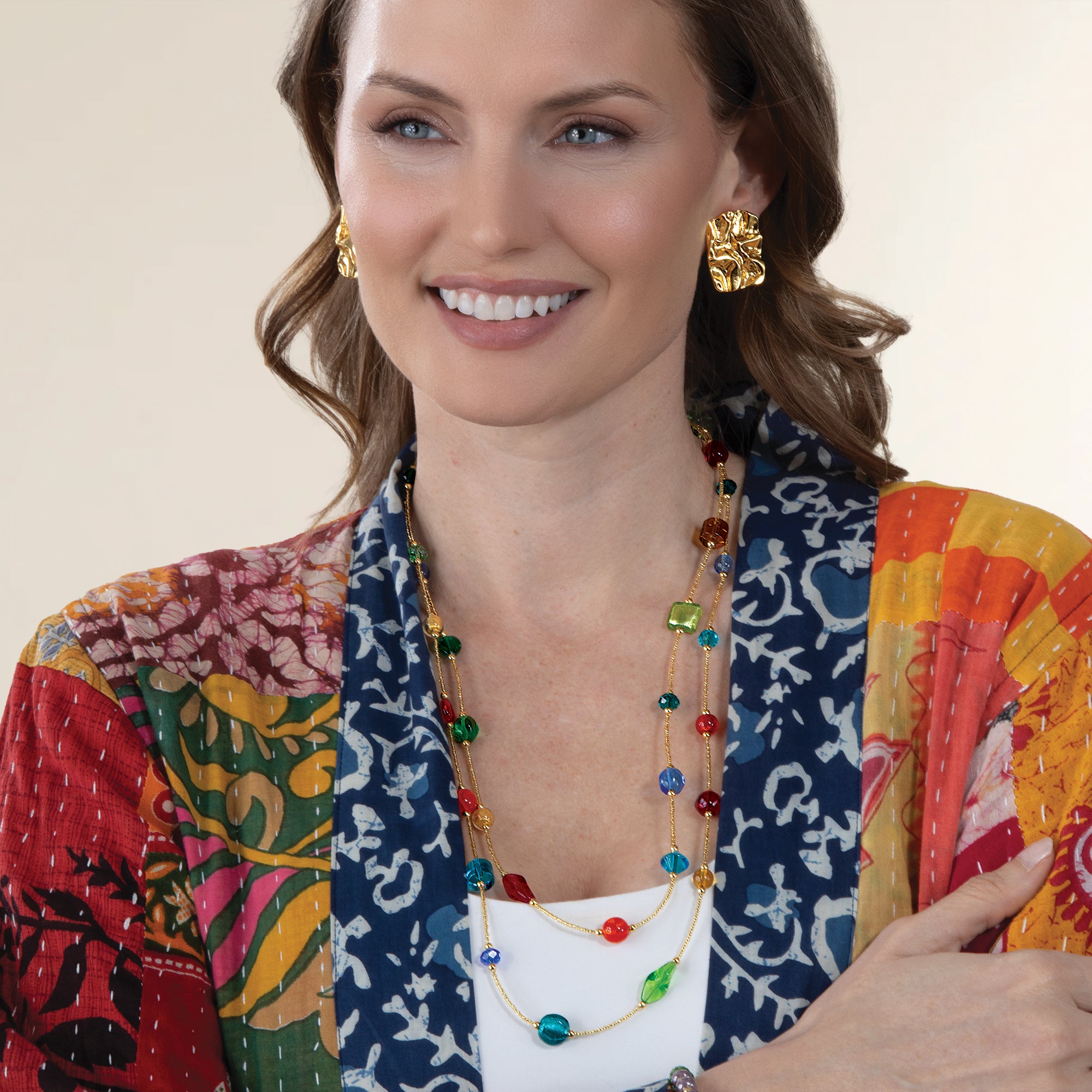 Murano Glass Wrapped In A Rainbow Necklace