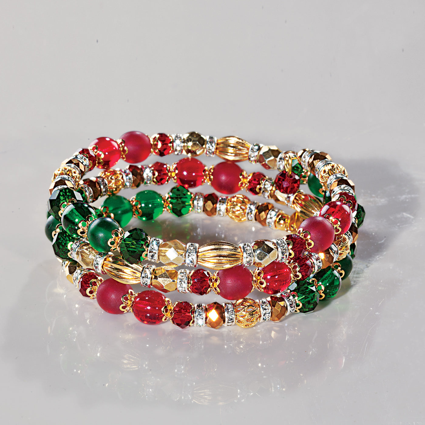 Murano Glass Holiday Memory Wire Bracelet