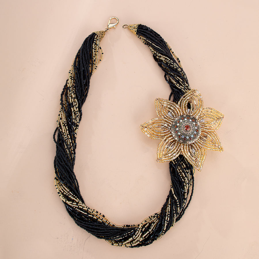 Murano Glass Bold in Gold Beaded Heirloom Torsade (Preorder)