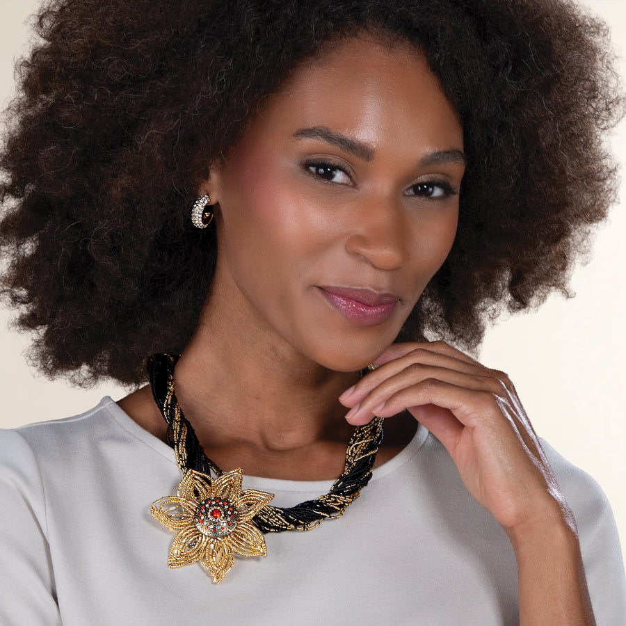 Murano Glass Bold in Gold Beaded Heirloom Torsade (Preorder)
