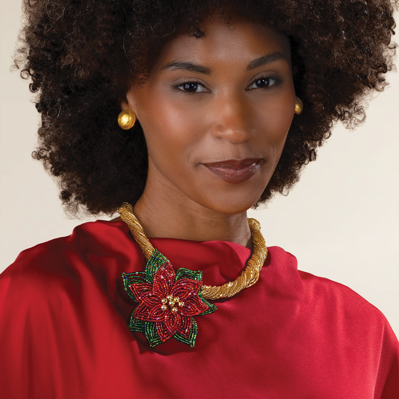 Murano Glass Poinsettia Heirloom Necklace (Preorder)