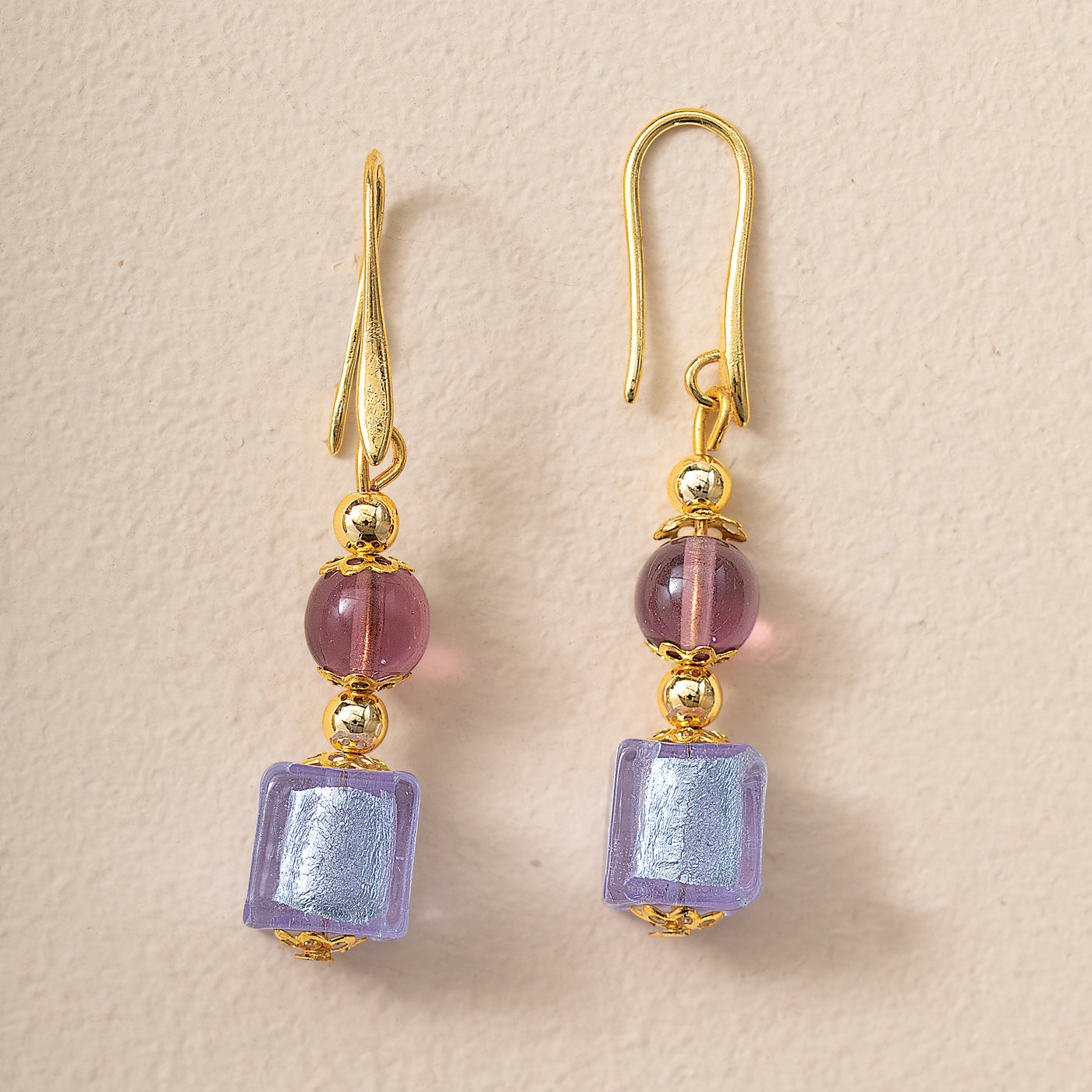 Murano Glass Luminous in Lavender Earrings
