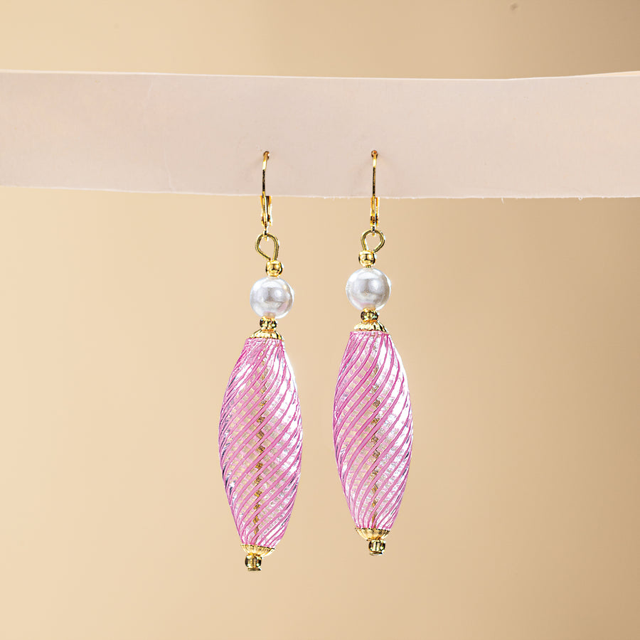 Murano Glass Peppermint Pearl Earrings (Preorder)