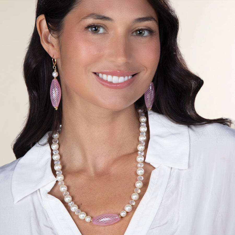 Murano Glass Peppermint Pearl Earrings (Preorder)