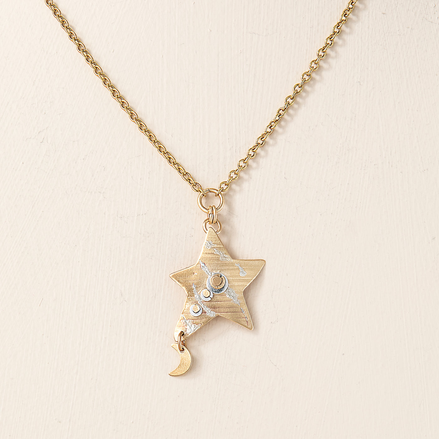 Mixed Metal Star Pendant Necklace