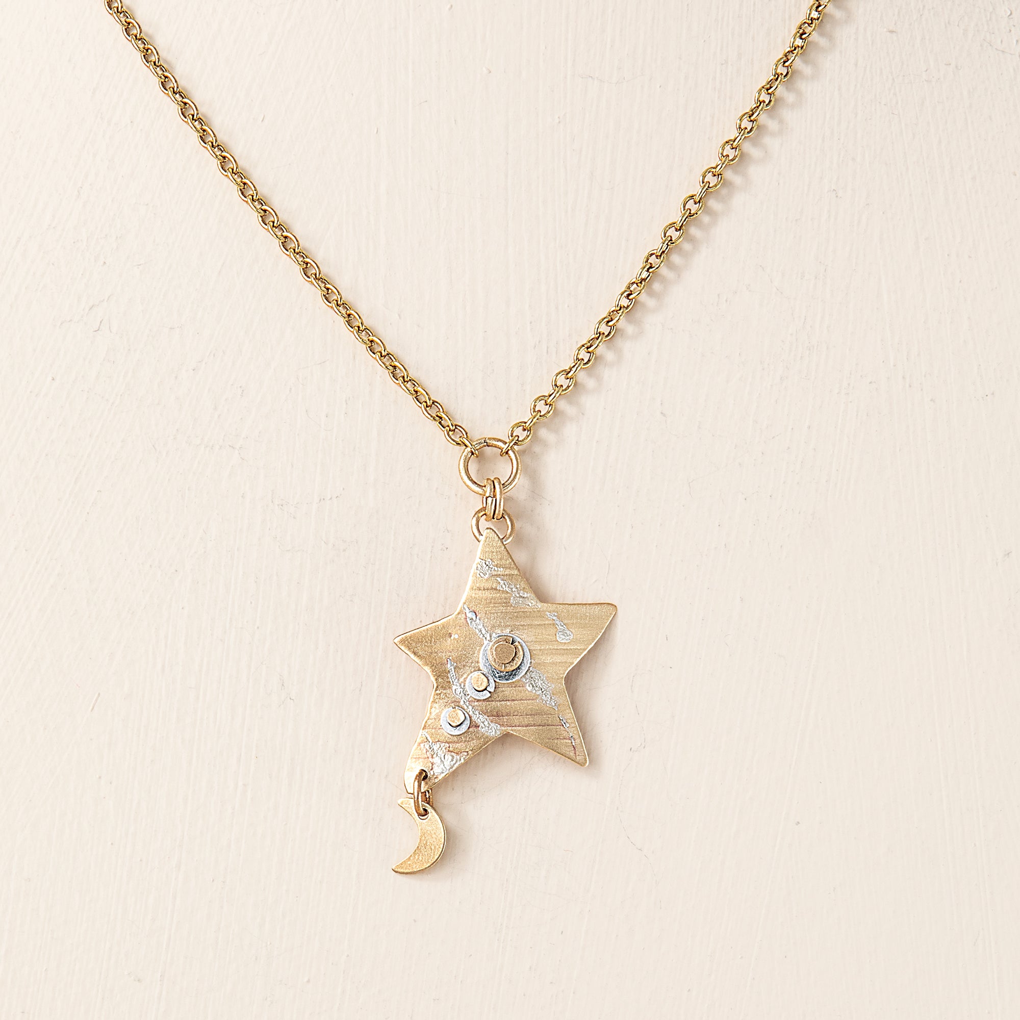 Mixed Metal Star Pendant Necklace