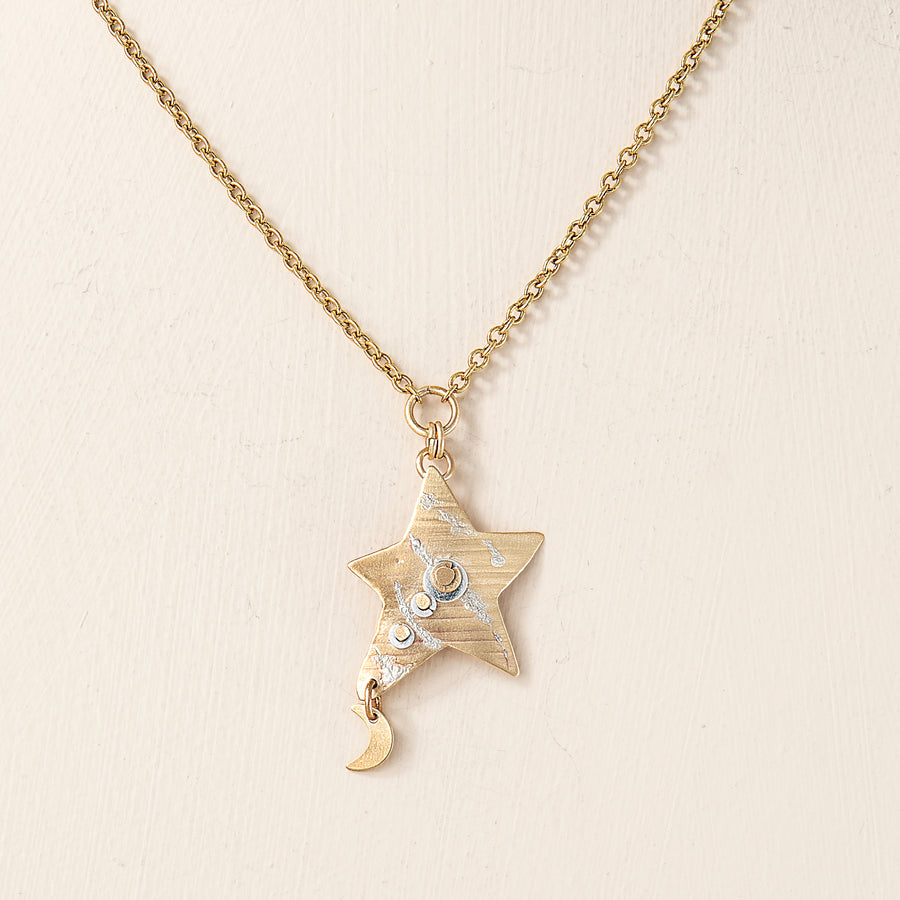 Mixed Metal Star Pendant Necklace