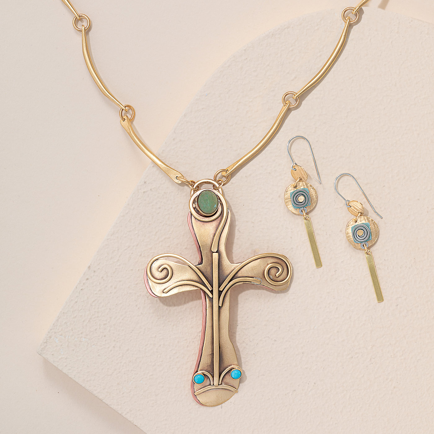 Desert Faith Gemstone Cross Necklace