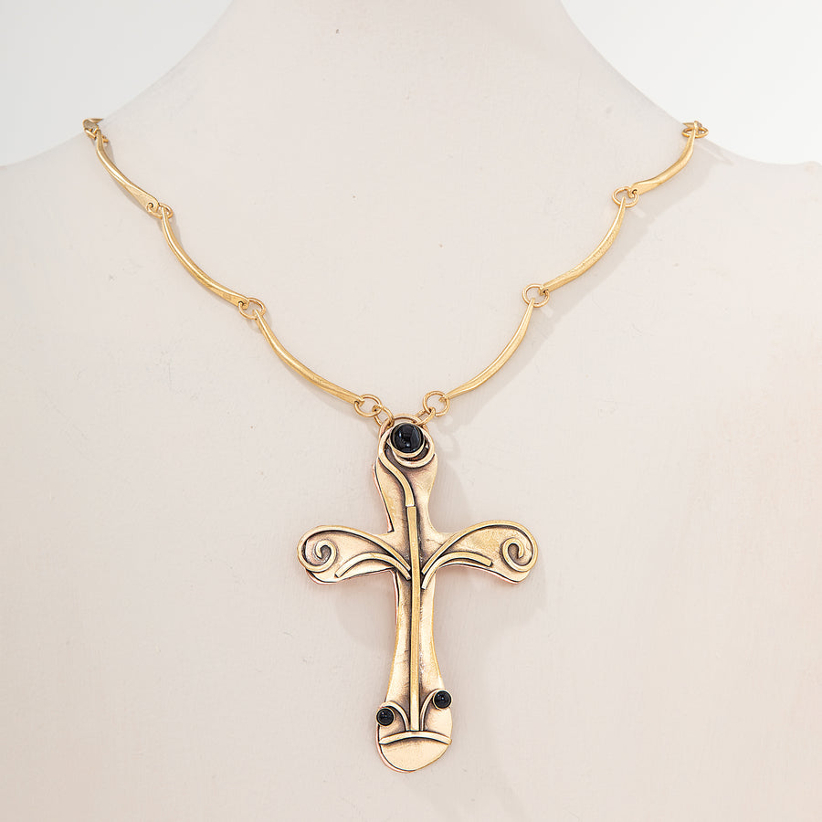 Desert Faith Onyx Gemstone Cross Necklace (Preorder)