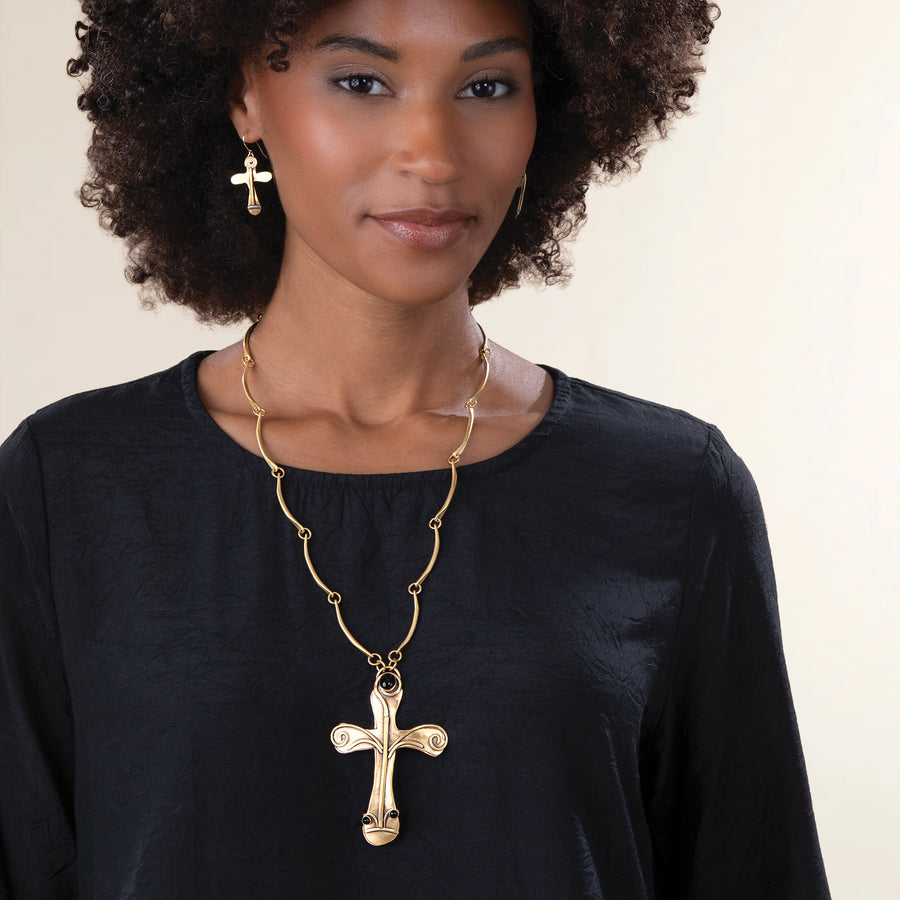 Desert Faith Onyx Gemstone Cross Necklace (Preorder)