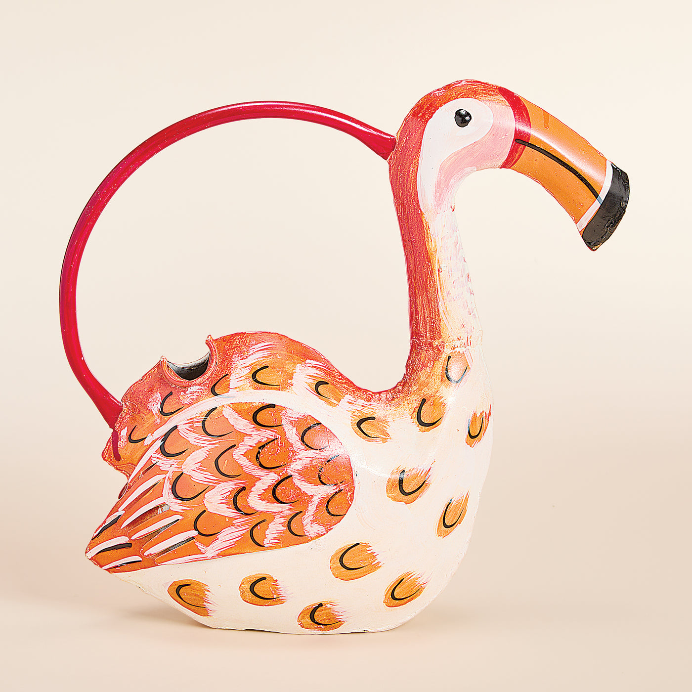 Hand-Painted Flamingo Watering Can