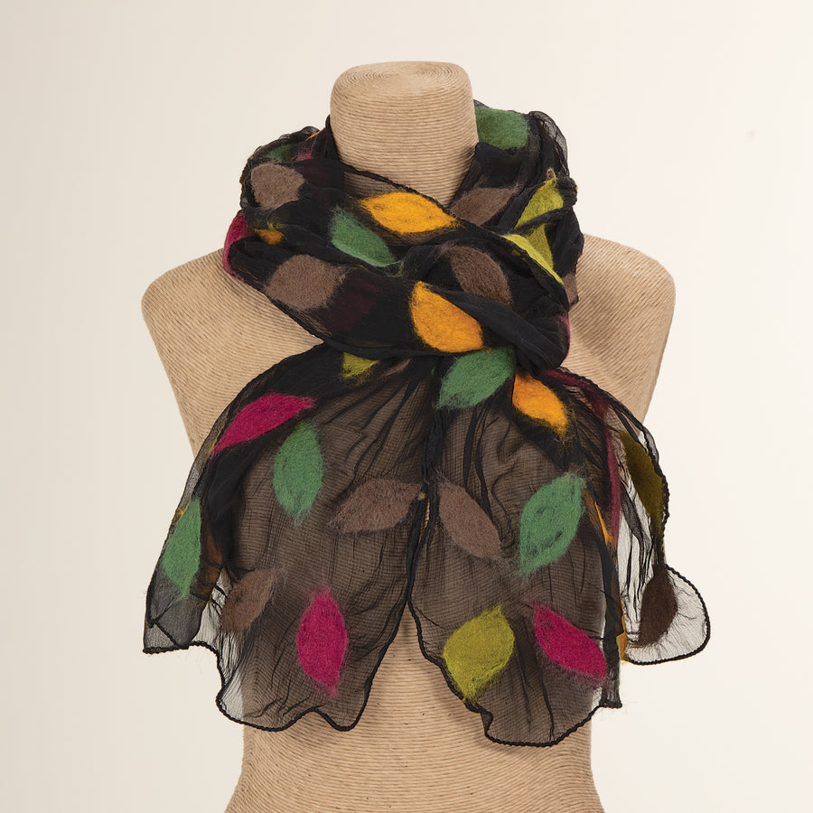 Falling Leaves Felt & Silk Scarf