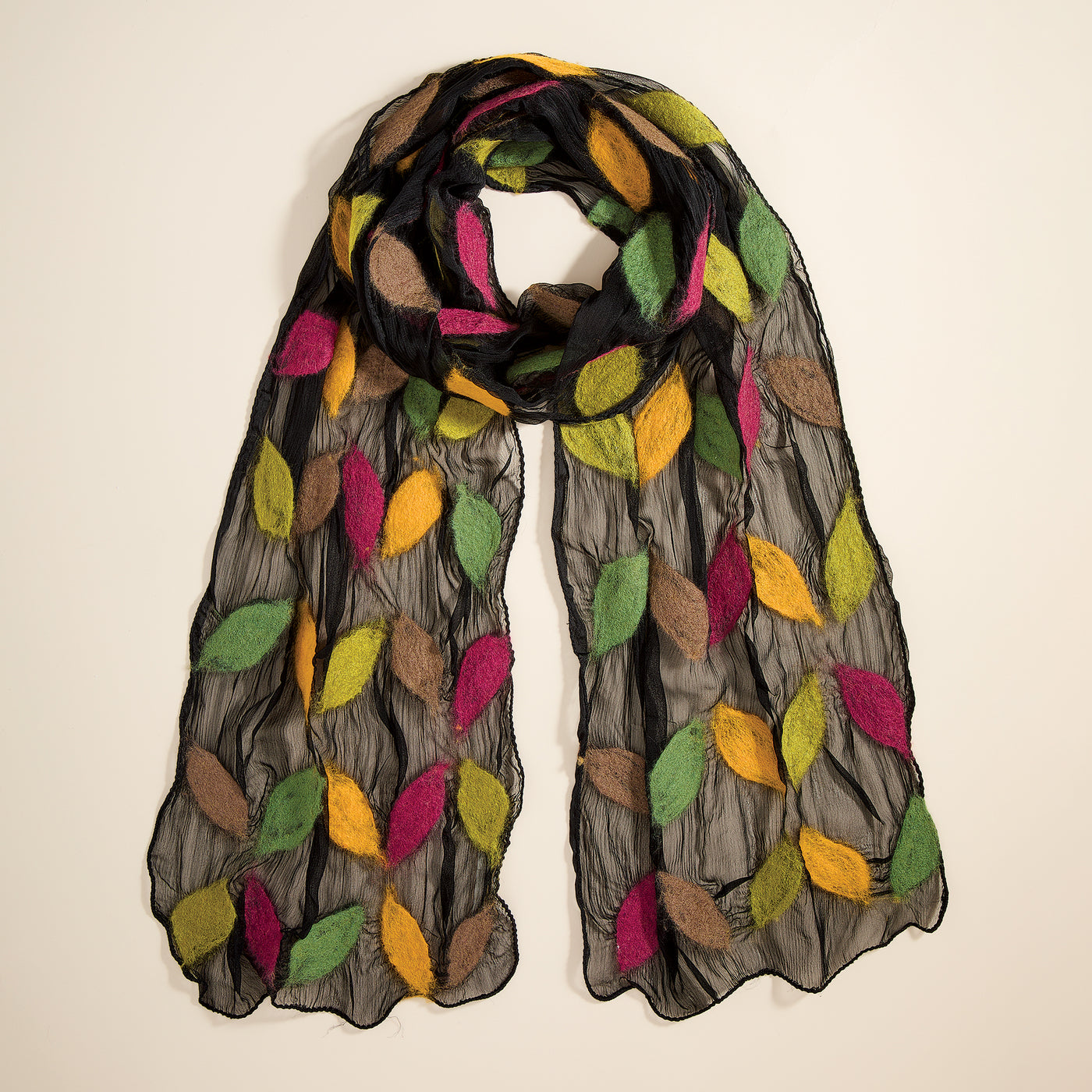 Falling Leaves Felt & Silk Scarf
