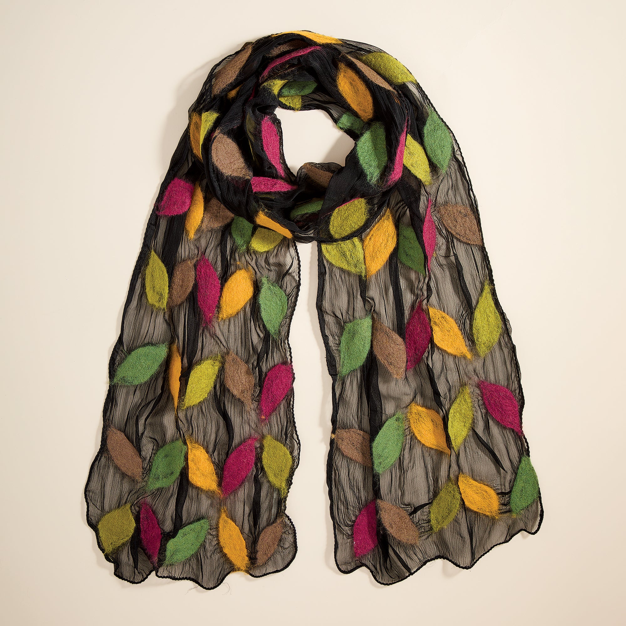 Falling Leaves Felt & Silk Scarf