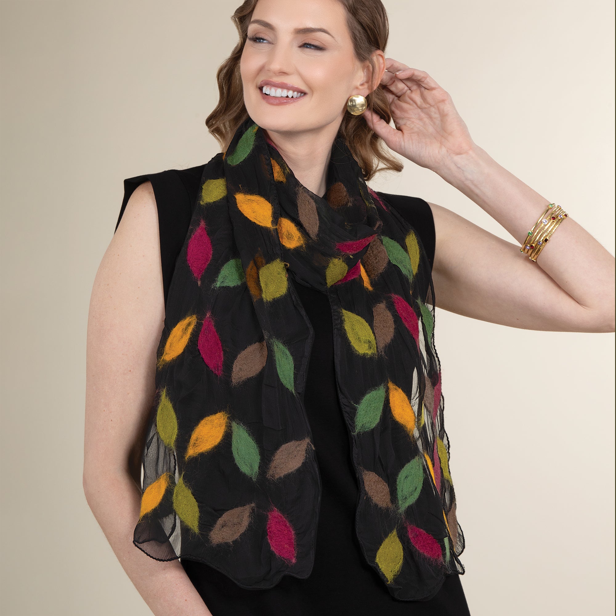 Falling Leaves Felt & Silk Scarf