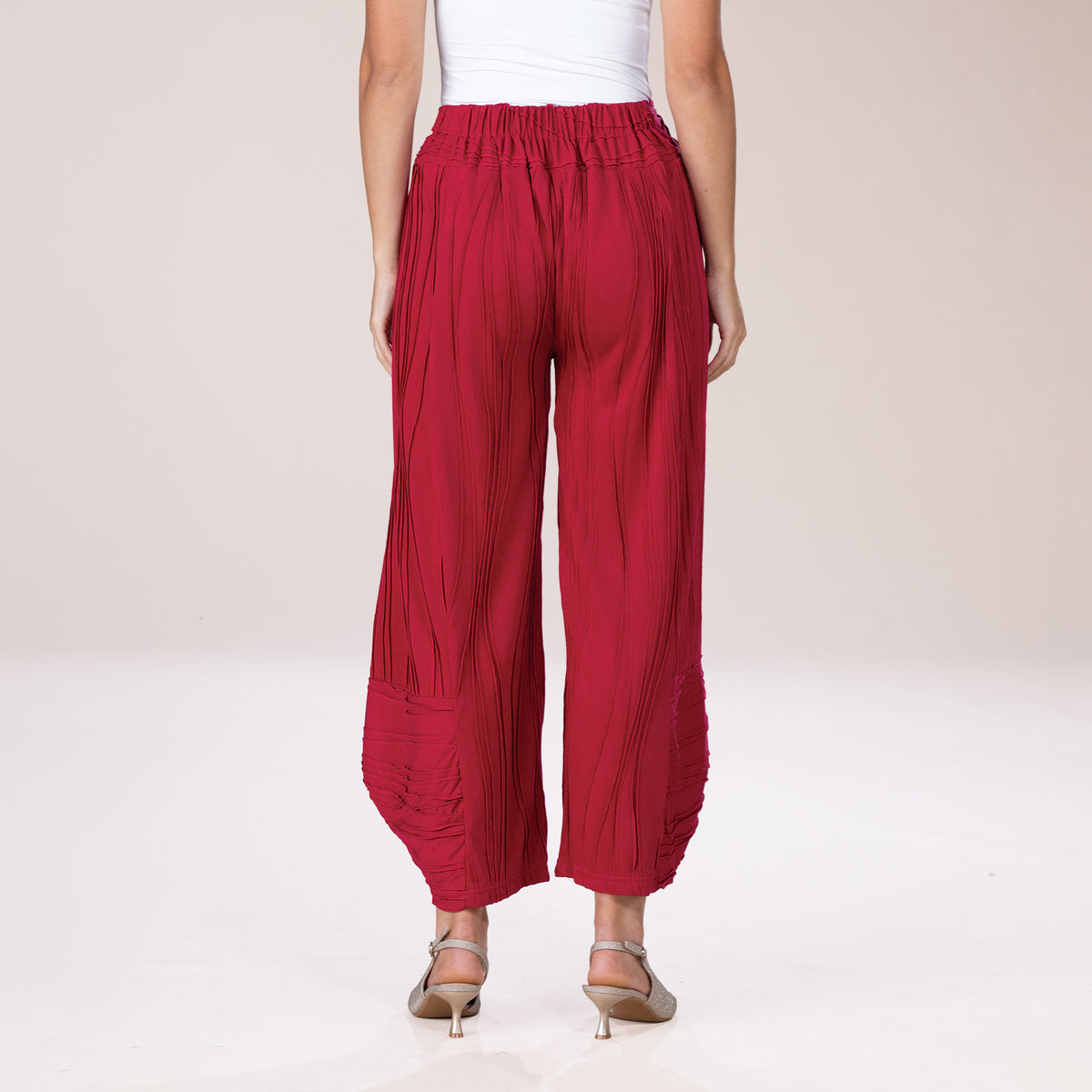 Boho Chic Berry Stitched Wide Leg Pants