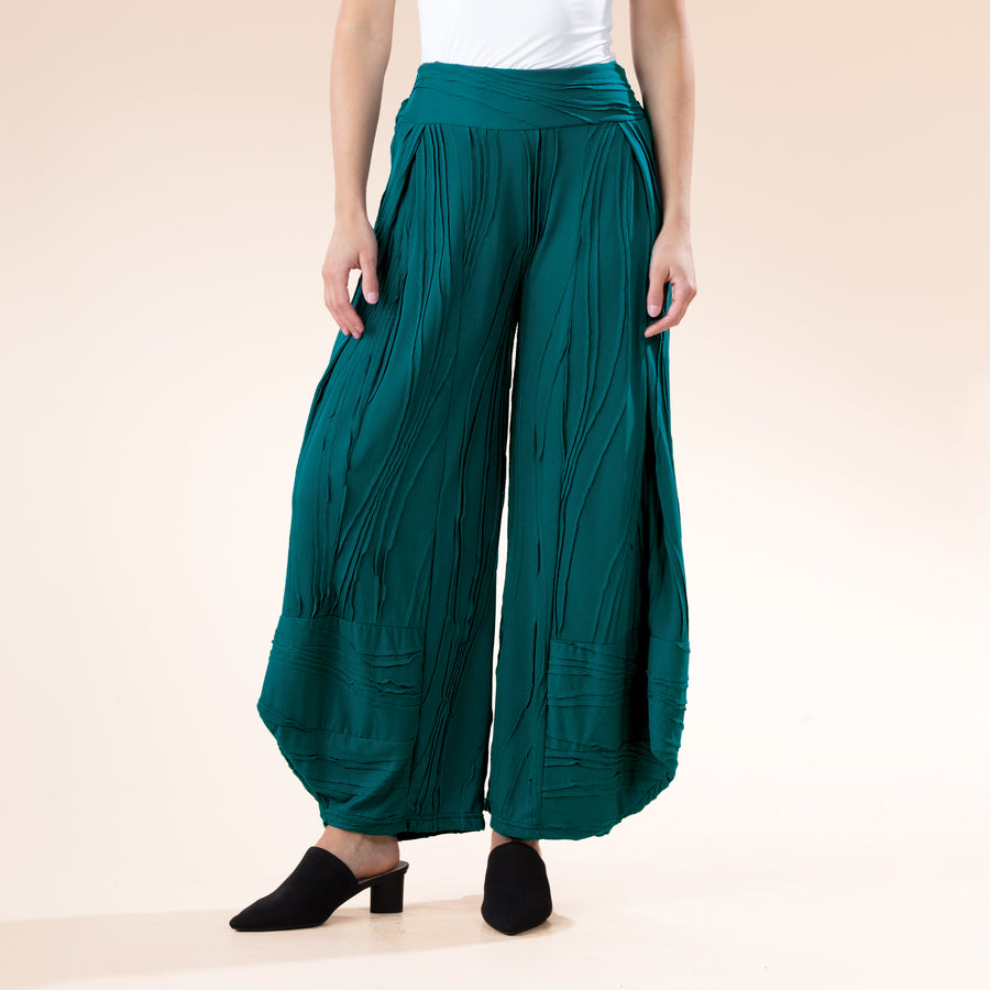 Teal Stitched Wide Leg Capris