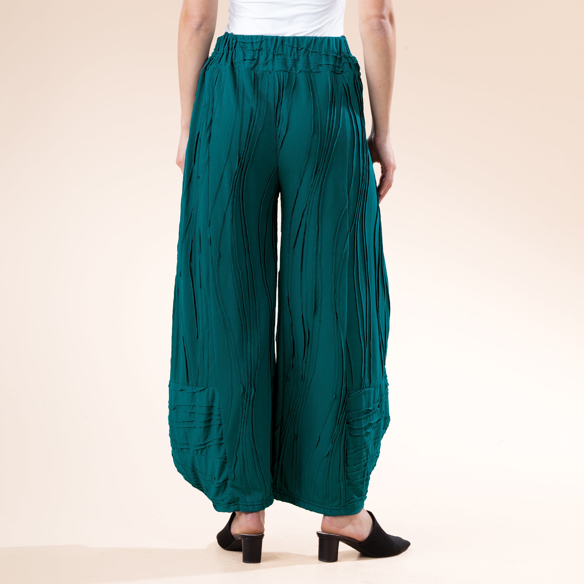 Teal Stitched Wide Leg Capris