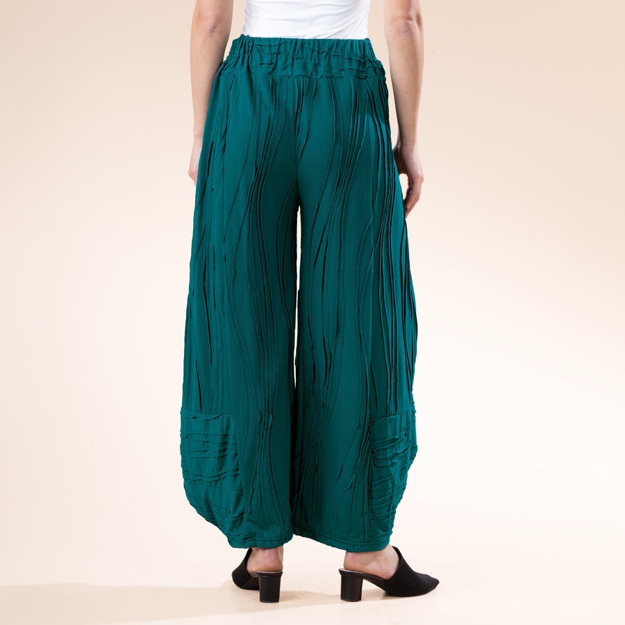 Teal Stitched Wide Leg Capris