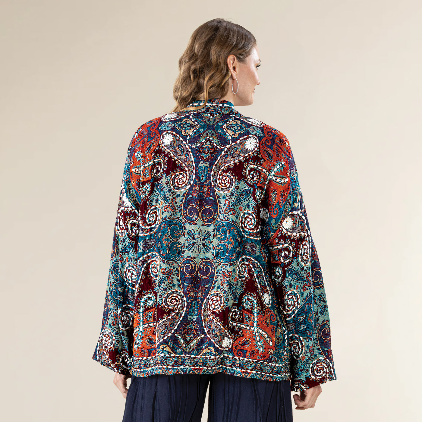 Embroidered Paisley Cardigan