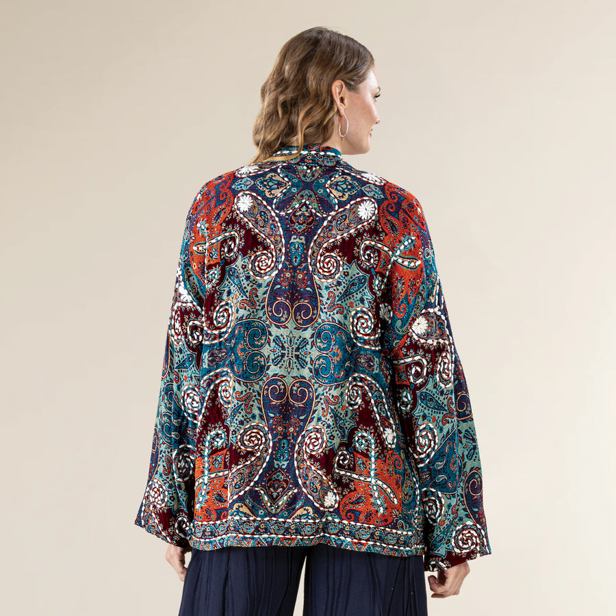 Embroidered Paisley Cardigan