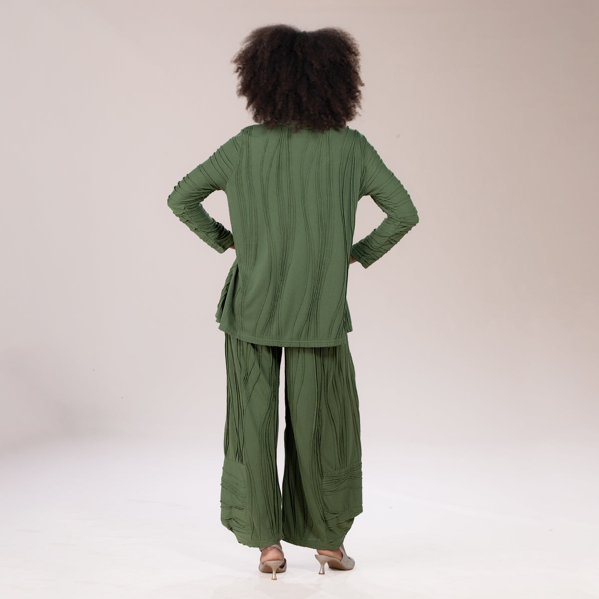 Boho Chic Olive Stitched Cowl Neck Tunic